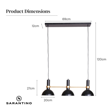 Sarantino 3-Light Hanging Pendant Lamp.