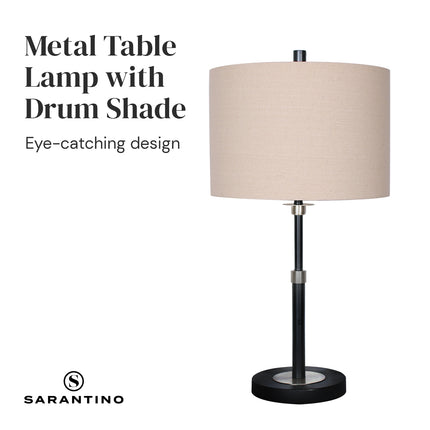 Sarantino Metal Table Lamp with Linen Drum Shade.