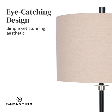 Sarantino Metal Table Lamp with Linen Drum Shade.