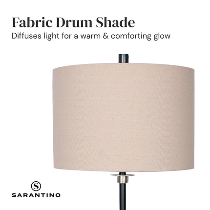 Sarantino Metal Table Lamp with Linen Drum Shade.