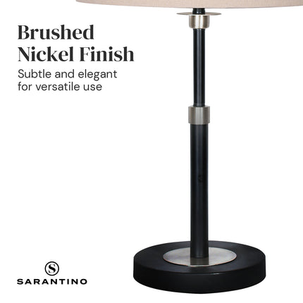 Sarantino Metal Table Lamp with Linen Drum Shade.