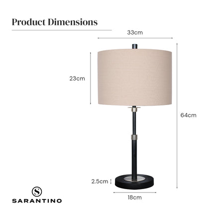 Sarantino Metal Table Lamp with Linen Drum Shade.
