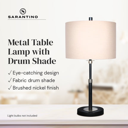 Sarantino Metal Table Lamp with Linen Drum Shade.