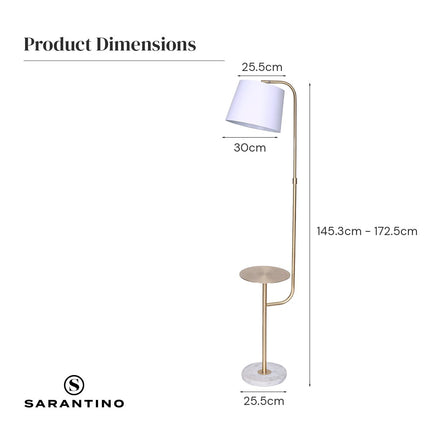 Sarantino Marble & Metal End Table Top Floor Lamp.