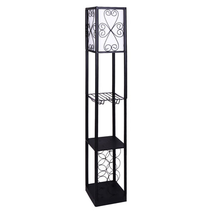 Sarantino Metal Etagere Floor Lamp with Wine Holder Shelf.