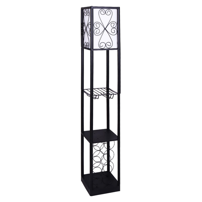 Sarantino Metal Etagere Floor Lamp with Wine Holder Shelf.