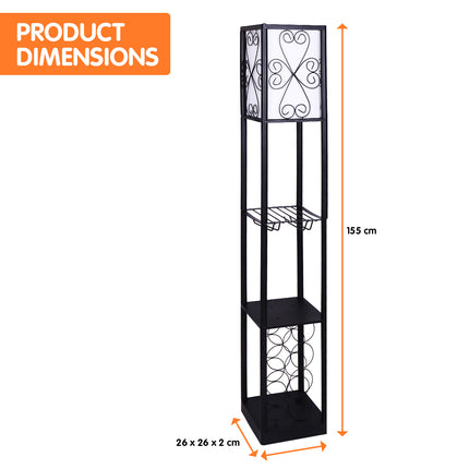 Sarantino Metal Etagere Floor Lamp with Wine Holder Shelf.