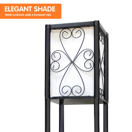 Sarantino Metal Etagere Floor Lamp with Wine Holder Shelf.