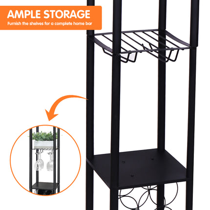 Sarantino Metal Etagere Floor Lamp with Wine Holder Shelf.
