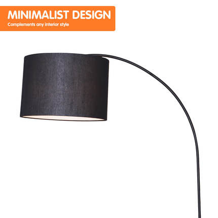 Sarantino Metal Arc Arm Floor Lamp Shade Black.