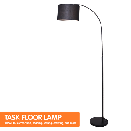 Sarantino Metal Arc Arm Floor Lamp Shade Black.