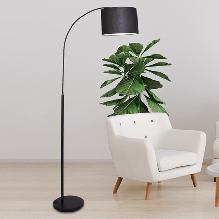 Sarantino Metal Arc Arm Floor Lamp Shade Black.