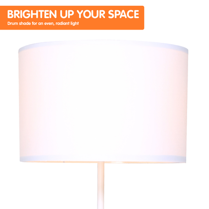 Sarantino Metal Tripod Floor Lamp Shade with Wooden Table Shelf.