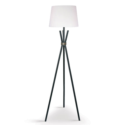 Sarantino Tripod Floor Lamp in Metal and Antique Brass.
