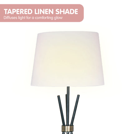 Sarantino Tripod Floor Lamp in Metal and Antique Brass.