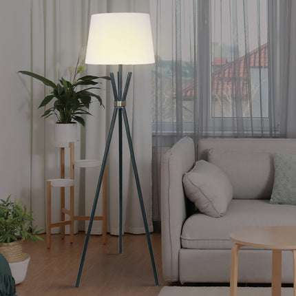 Sarantino Tripod Floor Lamp in Metal and Antique Brass.