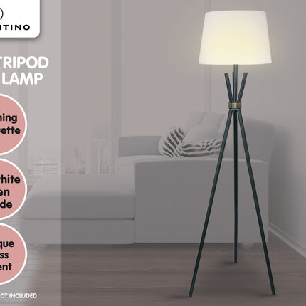 Sarantino Tripod Floor Lamp in Metal and Antique Brass.