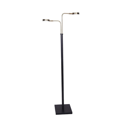 Sarantino LED Metal Floor Lamp with 2 Lights in Brushed Gold and Black Finish.