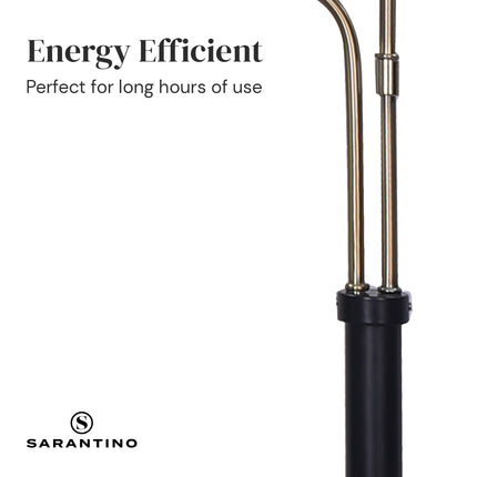Sarantino LED Metal Floor Lamp with 2 Lights in Brushed Gold and Black Finish.