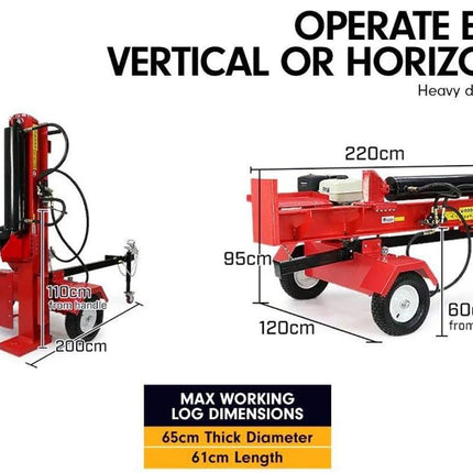 Yukon 60 Ton Diesel Electric Start Engine Hydraulic Log Splitter Wood Firewood.