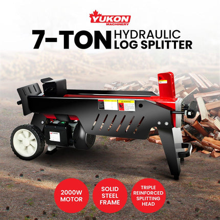 Yukon 7 Ton Electric Log Splitter With Side Protectors Axe Wood Cutter.