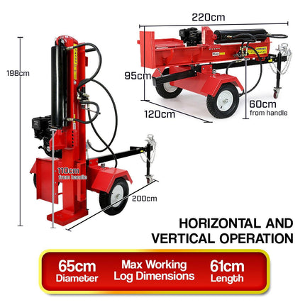 Yukon 60 Ton 420cc Hydraulic Log Splitter Petrol Engine Wood Firewood Cutter.