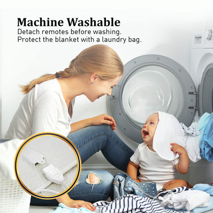 Laura Hill Electric Blanket Queen Size Fitted Underlay Winter Throw - White.