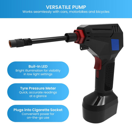MEC Maxim ATP 12V Tyre Pump Portable Electric Car Tyre Air Pump with LED Light Digital Pressure Metre.