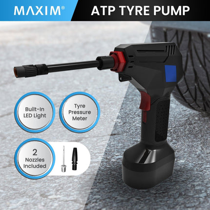 MEC Maxim ATP 12V Tyre Pump Portable Electric Car Tyre Air Pump with LED Light Digital Pressure Metre.