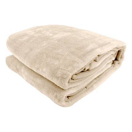Laura Hill Mink Blanket Double Sided 600GSM Queen Size Beige.