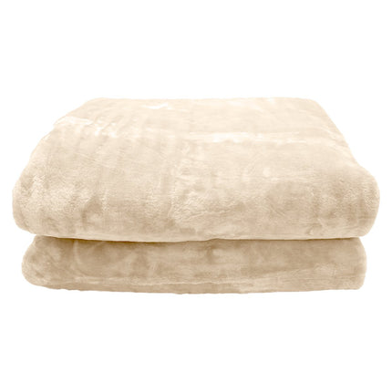 Laura Hill Mink Blanket Double Sided 600GSM Queen Size Beige.