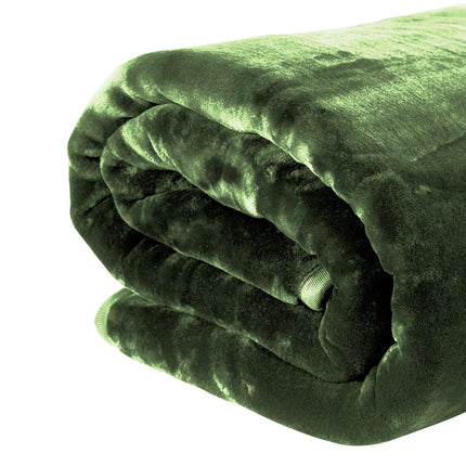 Laura Hill 600gsm Faux Mink Blanket Queen Size Double-sided Throw Rug Large Super Luxurious Soft - Green.