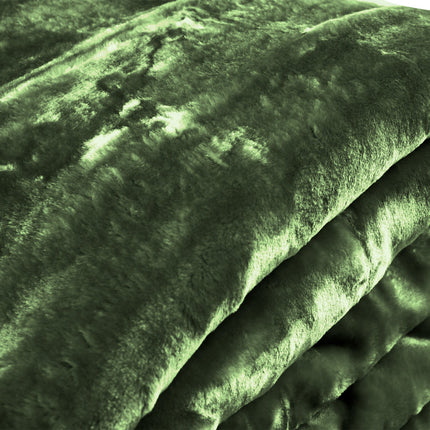 Laura Hill 600gsm Faux Mink Blanket Queen Size Double-sided Throw Rug Large Super Luxurious Soft - Green.