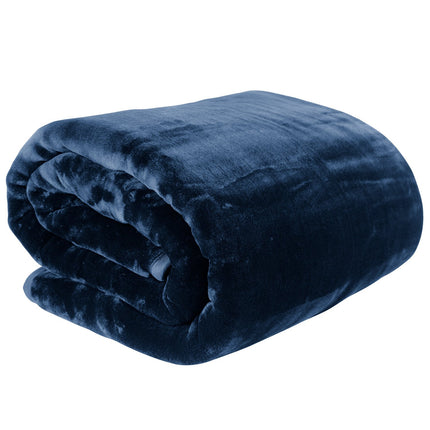 Laura Hill 600gsm Faux Mink Blanket Queen Size Double-sided Throw Rug Large Super Luxurious Soft - Blue.