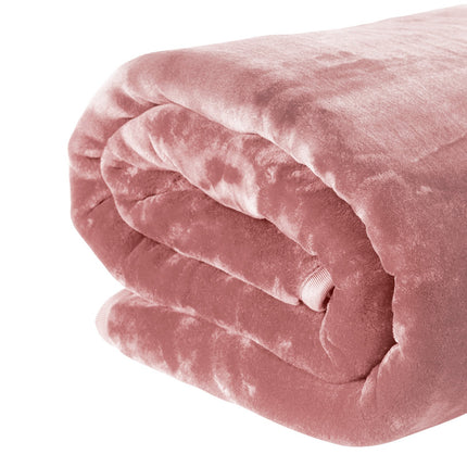 Laura Hill Mink Blanket Queen Size Double-sided Soft Plush Bed Faux Throw Rug 220 X 240cm (pink).