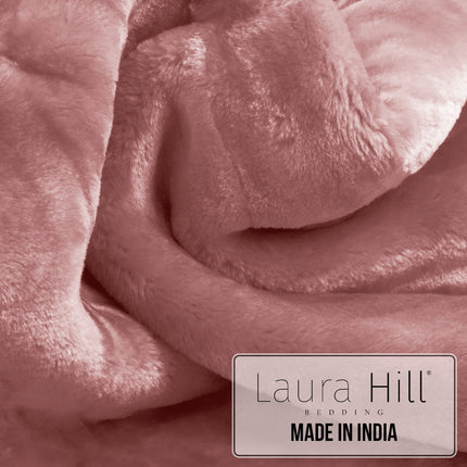 Laura Hill Mink Blanket Queen Size Double-sided Soft Plush Bed Faux Throw Rug 220 X 240cm (pink).