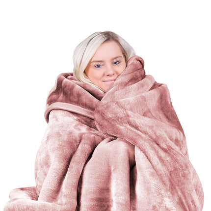 Laura Hill Mink Blanket Queen Size Double-sided Soft Plush Bed Faux Throw Rug 220 X 240cm (pink).