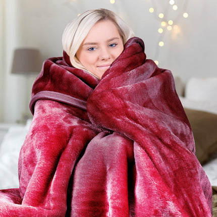Laura Hill Mink Blanket Double Sided Queen Size Soft Plush Bed Faux Throw Rug 220 X 240cm.
