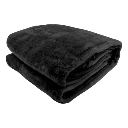 Laura Hill 800-gsm Faux Mink Throw Rug Blanket Queen Size Double-sided Large Super Luxurious Soft Heavy - Black.