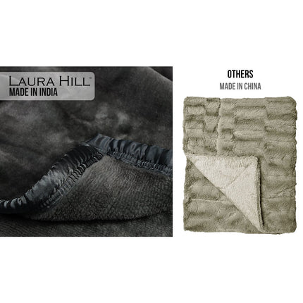Laura Hill 800-gsm Faux Mink Throw Rug Blanket Queen Size Double-sided Large Super Luxurious Soft Heavy - Black.
