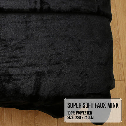 Laura Hill 800-gsm Faux Mink Throw Rug Blanket Queen Size Double-sided Large Super Luxurious Soft Heavy - Black.