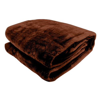 Laura Hill Faux Mink Blanket 800GSM Heavy Double-Sided - Chocolate.