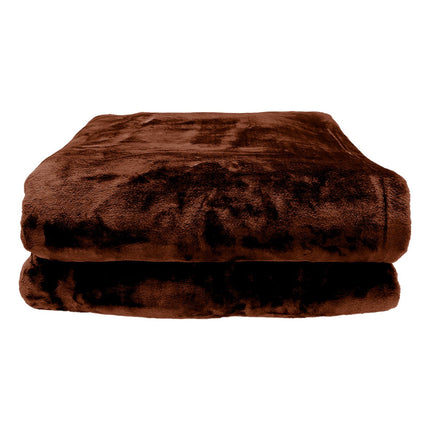 Laura Hill Faux Mink Blanket 800GSM Heavy Double-Sided - Chocolate.