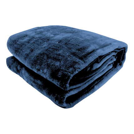 Laura Hill 800-gsm Faux Mink Throw Rug Blanket Queen Size Double-sided Large 220 X 240cm Heavy - Blue.