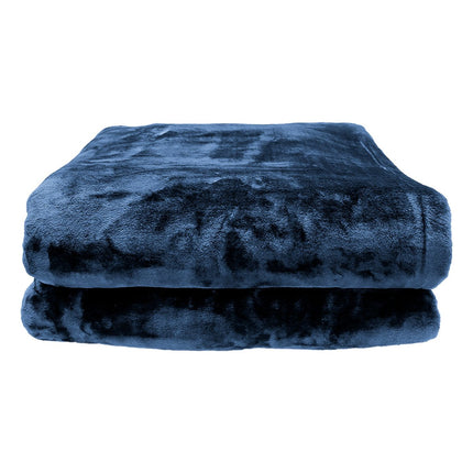 Laura Hill 800-gsm Faux Mink Throw Rug Blanket Queen Size Double-sided Large 220 X 240cm Heavy - Blue.
