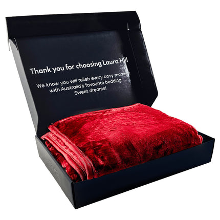 Laura Hill Double-sided Large 220 X 240cm Faux Mink Throw Rug Blanket 800-gsm Heavy - Red.