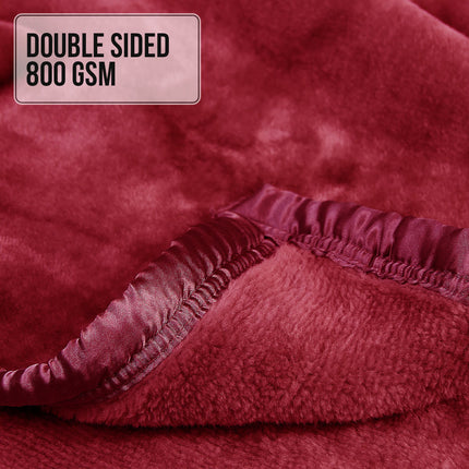 Laura Hill Double-sided Large 220 X 240cm Faux Mink Throw Rug Blanket 800-gsm Heavy - Red.