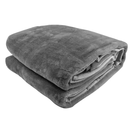 Laura Hill Double-sided Large 220 X 240cm Faux Mink Throw Rug Blanket 800-gsm Heavy - Silver.