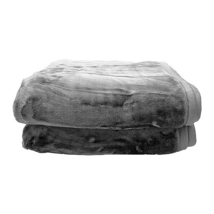 Laura Hill Double-sided Large 220 X 240cm Faux Mink Throw Rug Blanket 800-gsm Heavy - Silver.