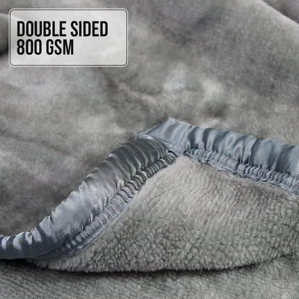 Laura Hill Double-sided Large 220 X 240cm Faux Mink Throw Rug Blanket 800-gsm Heavy - Silver.